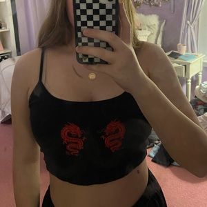 Embroidered Dragon Tank Top